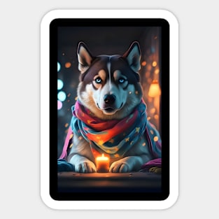 Cozy Siberian husky Sticker